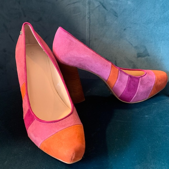 Calvin Klein Gabbey suede pink orange platform heels✨6.5 m - Picture 2 of 12